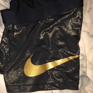 Gold Sparkle Nike Pros
